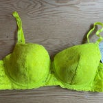No Boundaries New Women’s  Lacey Balconette Bra Lime Florescent Green size 40C Photo 0