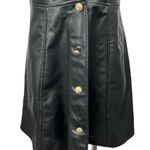 ZARA NEW Black Faux Vegan Leather Sleeveless V-neck Pinafore Button Mini Dress M Photo 8