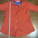 Gretchen Scott Cotton Button Down Patterned Bell Sleeve Blouse Size Medium Red Photo 6