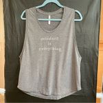 Fabletics  Women’s Large Gray Crop Muscle Tee Relaxed Fit Graphic Athletic Photo 0