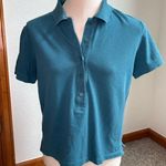 Athleta Pique Short Sleeve Teal Polo Women’s Small Photo 0