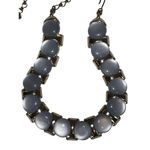 Estate 1960s Grey Moonglow Lucite Thermoset Gold Choker Necklace Costume Jewelry Gray Photo 0