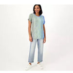 LOGO By Lori Goldstein  Blue and Green Sweater Lightweight Classic Capsule Photo 1