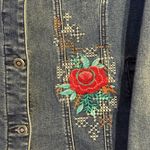 Diane Gilman DG2  Blue Denim Floral Embroidered Jean Jacket Size XL Photo 4