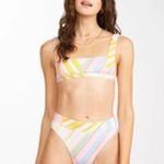 Billabong MULTI Break Of Dawn Tank Pastel Striped Bikini Top Size M NWT Photo 1