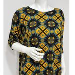 LuLaRoe Women's Yellow Teal Black Aztec Print Short Sleeve Irma Tunic Top Size S Photo 4