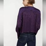 ZARA  Purple Long Bell Sleeve Rhinestone Button Jacquard Blouse Size M NEW Photo 2