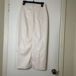 Haute Monde Ivory faux leather maxi high slit skirt size small Photo 3