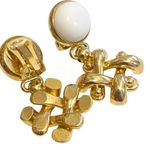 Signed Beauty Brass White Gold Clip On Earrings Bold Chunky Statement Italy Photo 9