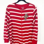 Nick & Nora Red Striped Front Zipper Foot Enclosure Long Sleeves Pajamas Small Photo 4