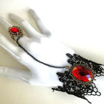 Black lace red ring link bracelet Photo 0
