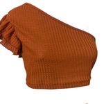 SheIn NWOT Crop top burnt orange side ruffle|Fall season women size M Photo 1