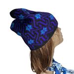 EDELWEISS SKIWEAR Winter Hat Black Purple Geometric Knit Pattern VINTAGE Unisex Photo 1