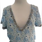 Lovers + Friends Anchored Down Mini Dress V Neck Watercolor Embroidered Medium Photo 3