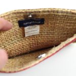 NEW Hatattack Rattan Rainbow Stripe Pom Pom Woven Clutch Beachy Summer Tan Photo 1