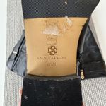 Ann Taylor Black Pebbled Leather Low Heel Tall Riding Boots Goldtone Buckles 6.5 Photo 8