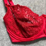 Frederick's of Hollywood Frederick's of Hollywood Red Lace Bra Underwire Balconette Style 32F Lingerie Photo 2