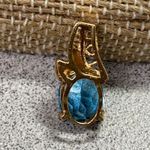 10K Gold Oval Blue Topaz Accent Pendant Necklace Charm Minimalist Feminine Photo 1