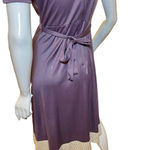 Vintage 1970s Crochet Plaid Short Sleeve Purple Dress Size M Photo 13