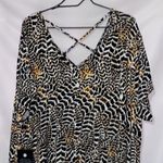 NWT AVENUE WO SIZE 26/28K KNIT DRESS ANIMAL LEAF PRINT CRISS CROSS BACK NEW Black Photo 12