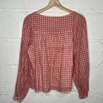 Emerson Fry Laurent Women's Blouse Pink Gingham Organic Cotton Peasant Top Small Photo 2