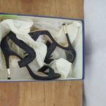 Pour La Victoire Shanna Black Leather Snake Print Heels Size 8M Photo 2