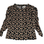 Max Studio  Shirt Womens‎ XS Black Cream Floral Flower Blouse Bohemian Peasant Photo 0