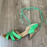 Olivia Morris Green Patent Leather Cork Heeled Sandals ~ Size 37.5 Photo 8