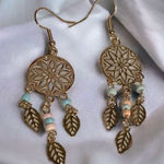 SheIn  Gold Tone Pink Blue Beaded Windcatcher Southwestern Dangle Earrings NEW Photo 0