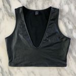SheIn Black Solid PU Leather Cropped Tank Photo 2
