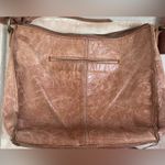 The Sak  Tooled Leather Shoulder Bag Brown Floral Gold Brad  Detail Canvas Strap Photo 3