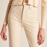 Abercrombie & Fitch Abercrombie Vegan Leather 90s Straight Pant in Cream Photo 3