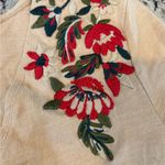 ZARA  Beige Mini Dress with Red Floral Embroidery Photo 2