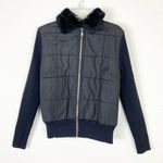 Style & Co Black Ribbed Sleeve Zip Up Puffer Jacket Size M Photo 2