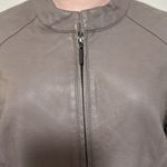 Alfani  Faux Leather Jacket Full Zip Taupe woman size MEDIUM Photo 1