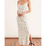 Samsøe Samsøe White Blue Floral Motif Chiffon Apples Slip Midi Dress Large Photo 7