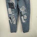 American Eagle  Mom Straight Jeans Patchwork Distressed Boho Womens 2 Photo 3