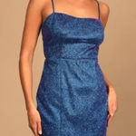 Lulus Women's Shiny Royal Blue Metallic Sleeveless Lined Mini Dress Size Small Photo 0
