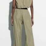 ZARA NWT  Full-Length Camel Pants – Mid-Rise with Elastic Waist & Side Zippe Sz S Photo 13