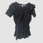 Love Shack Fancy  Natasha Mini Dress Women’s Lg Black Ruffle Tiered 100% Cotton Photo 4