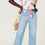 MARISSA WEBB x RTR White Floral Printed Short Sleeve Puff Sleeve Wrap Top Size M Size M Photo 0