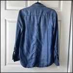 Theory  Top Womens XL Blue Oxford Button Up Long Sleeve Preppy Classic Photo 2