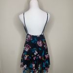 Forever 21 Black Flowy Boho Strappy Dress Sz Small Pink Teal Low Back Photo 1