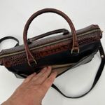 Brahmin Alligator Croc Black Leather Double Handle Bag with Crossbody Strap Photo 5