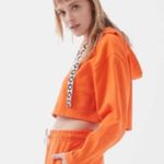 Urban Outfitters Dalia Orange Flower Crop Hoodie Photo 0