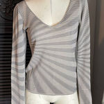 Armani Collezioni ARMANI‎ COLLEZIONI Irregular Stripe Lightweight Knit Thin Sweater V Neck Top 6 Photo 0
