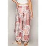 POL Drawstring Floral Patchwork Wide leg Pants Photo 2