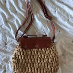Woven purse with brown leather and gold accents Photo 5