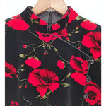 Evan Picone Vintage Velvet Dress Black Red Floral 90s Whimsigoth Witchy Size 0 Photo 4