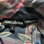 Tolani  Collection Small Top Blouse Embroidered Boho Plaid Photo 5